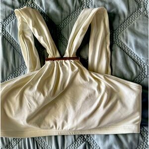 Michael Kors swim white with gold accents SEXY bikini top XS